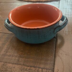De Silva vintage Italy terra-cotta blue glazed bowl made in Italy